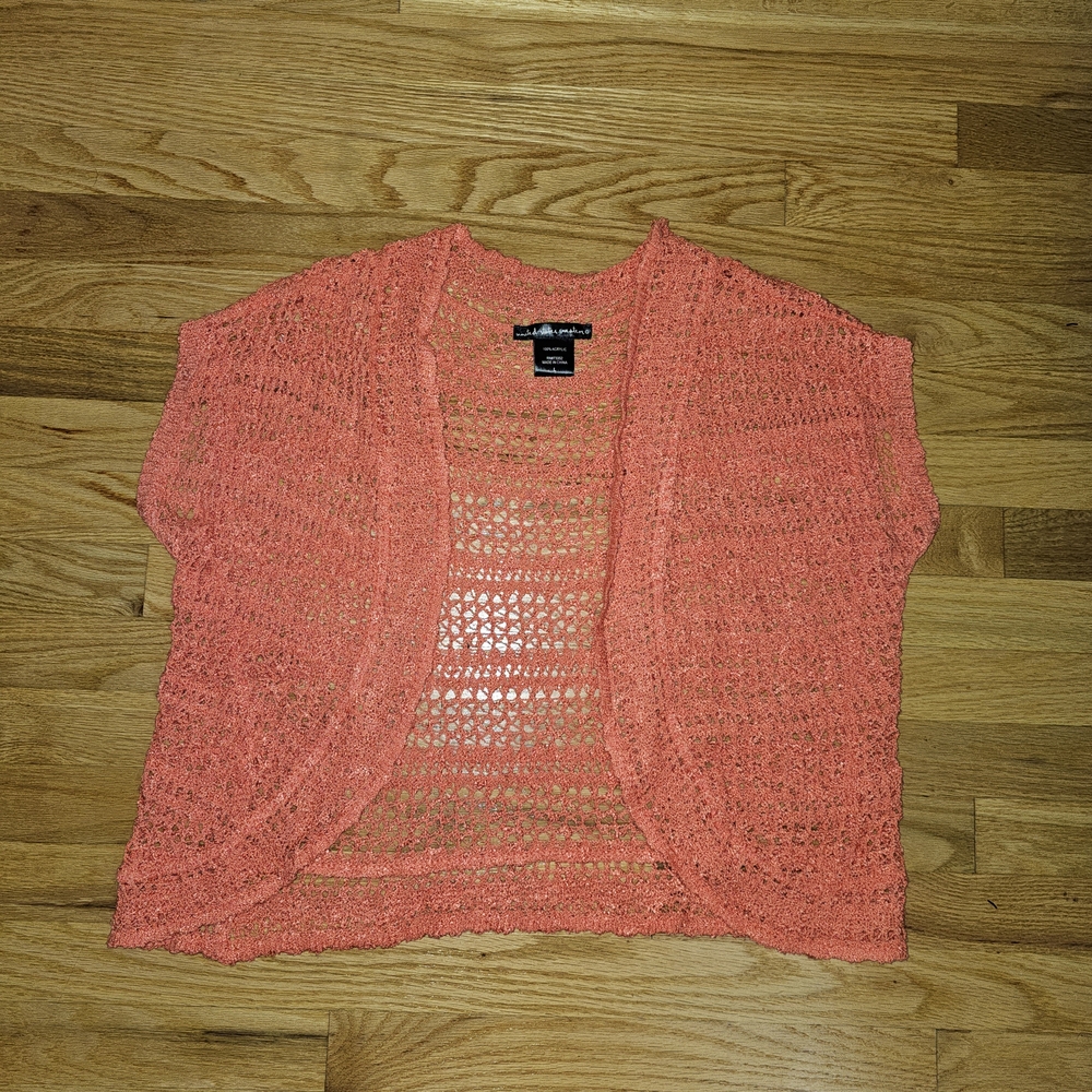 United States Sweaters Coral Open-Knit Shrug Women's